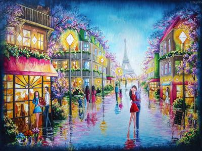 Night in Paris - original oil painting by Daniela Stoykova 