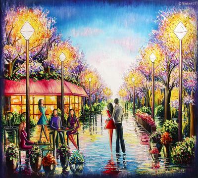 Summer night - original oil painting by Daniela Stoykova 